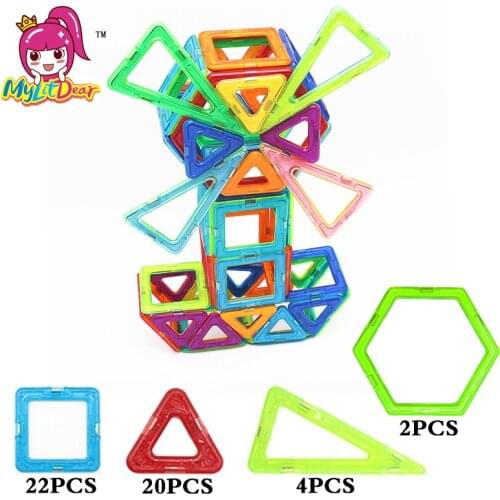 MylitDear 3D Assemblage 48PCS Building Blocks Model Kit Magnetic Constructor Gift DIY Enlighten Bricks Educational Kids Toys