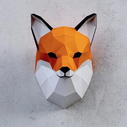 3d papercraft fox paper animals toy home decor for wall Party decoration Puzzles Eductional DIY toys gift for kids