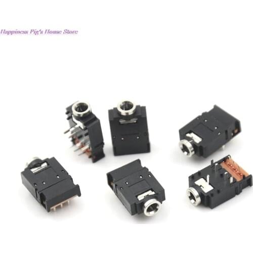 5Pcs/lot 3.5mm 8Pins Tereo Audio Jack Socket 3.5 Dual Track Headphone With Switch Connector