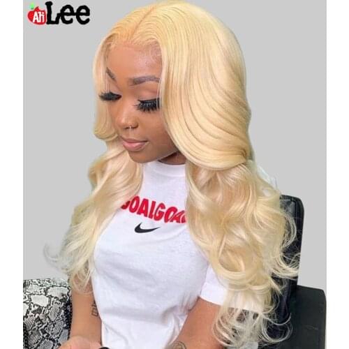 613 Blonde Lace Front Human Hair Wigs Middle Part Remy Peruvian Body Wave Lace Front Wigs Pre Plucked 150 Density Ali Lee Hair