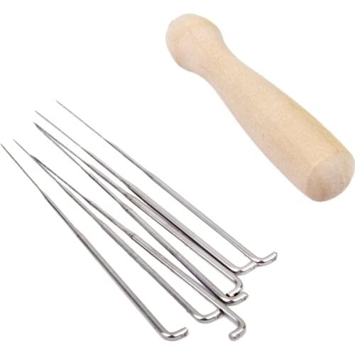 DIY 7 Pieces Needles Tool Craft Wool Felt Stitch Punch Tool with Solid Wood Handle