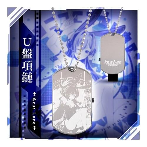 Anime Azur Lane Bunny Girl Series Fashion Stainless Steel 64G USB Flash Drive Disk Device Necklace Pendant Chain Accessories