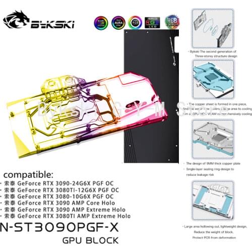Bykski GPU Water Block For ZOTAC Geforce RTX 3090/3080 10/24G6X PGF OC PC Radiator VGA Backplate RGB M/B SYNC, N-ST3090PGF-X