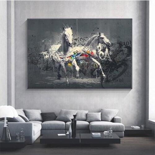 Color Street Wall Graffiti Art Animal Steed Posters and Prints Living Room Corridor Canvas Painting Decor Modern Bedroom Picture