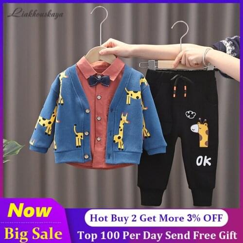 Kids Clothes Baby Boys Costume Giraffe Tracksuit Tops+Shirt+Pants 3PCS Children Newborn Boy Outfits Girls Infantil Set Clothing