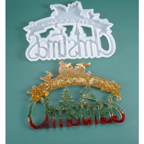 DIY Crystal Epoxy Resin Silicone Mold Christmas Series Santa Theme Listing Silicone Mirror Mold Jewelry Making Mould