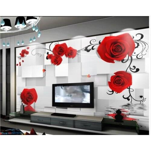 Home Decoration Romantic Rose 3D stereoscopic box custom photo wallpaper 3d photo wall murals wallpaper