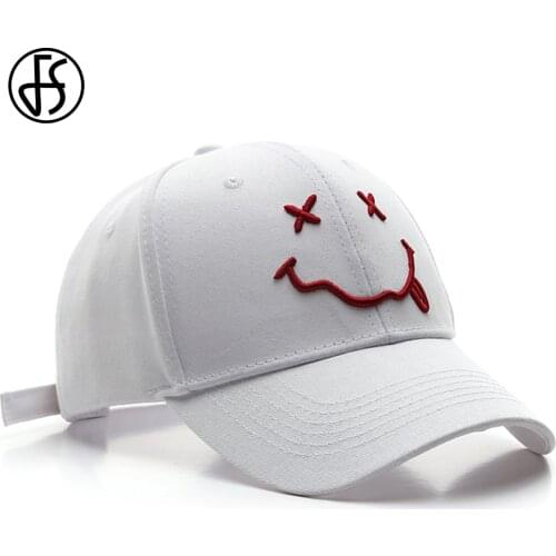FS Summer Black White Big Smiley Cartoon Baseball Cap For Men Women Snapback Hip Hop Caps Outdoor Sports Golf Trucker Hats