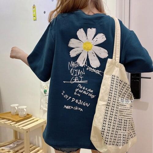 Kawaii Print Oversized t-Shirt Aesthetic Summer Womens Clothing Vintage Basic Korean Fashion Cute Women Clothing