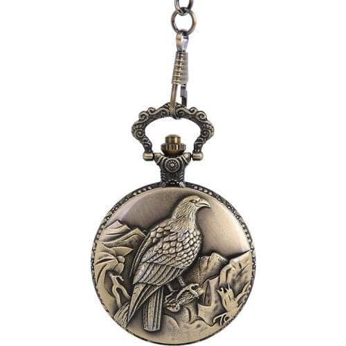 Large thick chain classical embossed eagle overlooking the mountain pocket watch retro pocket watch
