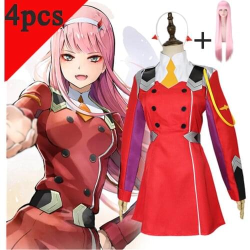 DARLING 02 Zero Two Cosplay Costume DARLING in the FRANXX Cosplay DFXX Women Costume Full Sets KOKORO school uniform suit set