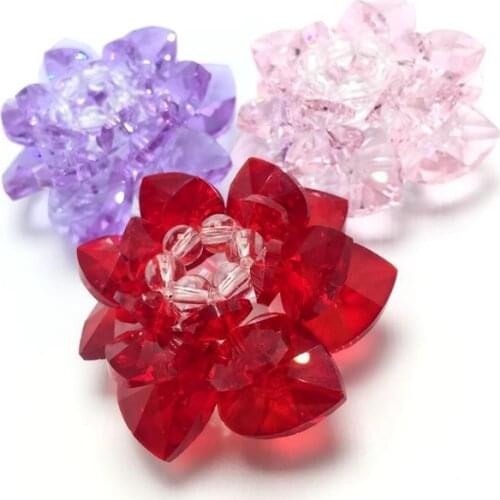 Creative 45 mm 3 color crystal quartz hand-woven glass flowers for home decoration wedding gift souvenir