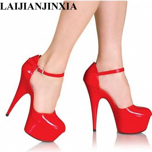 LAIJIANJINXIA NEW 15cm Ultra High Heels Single Shoes Fashion Stage Shoes Gorgeous Leather 6 Inch High Heels Womens Pumps