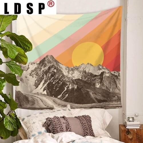 LDSP Rainbow Sun Sea Mountain Tapestry Wall Hanging Covering Rugs Background Cloth Beach Mat Blanket Art Bedroom Dorm Home Decor