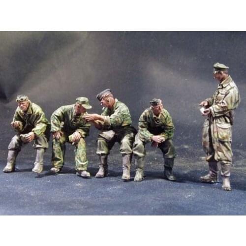1/35 Scale German Tank Trooper Rest Chat 5 Person Miniatures World War II Unpainted Resin Model Kit Figure Free Shipping