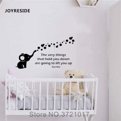 JOYRESIDE Animal Wall Dumbo Elephant Decal Vinyl Sticker Decor Children Kids Room Baby Playroom Interior Decoration Mural A434
