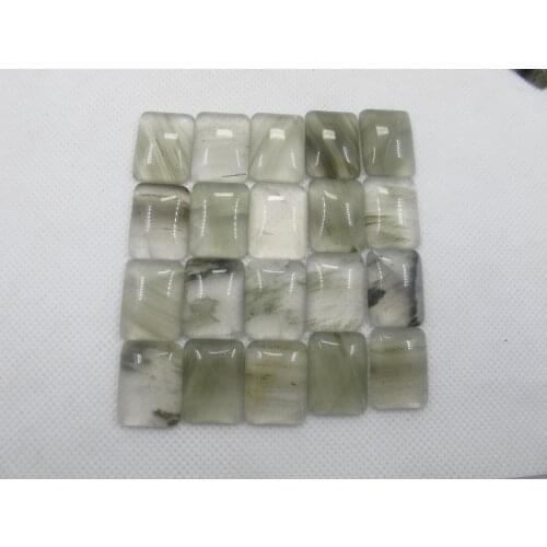 Natural Cloudy Quartz Crystal Bead Cabochon 15x20mm Rectangle Cabochon Ring Face Pendnat 10pcs/lot