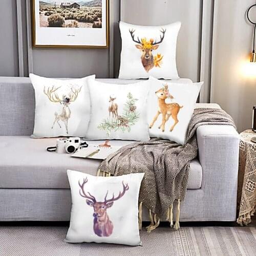 Fashion Home Decor Animal Deer Pillow Cover Geometric Forest Deer Cushion Cover Nordic Style Home Decorative Pillow Case 45*45cm