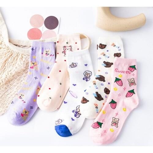 New Cartoon ladies fun breathable cotton socks cute bear panda cute animal pattern girl socks combed cotton womens socks