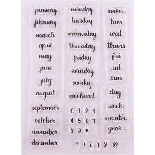 New Month weekday Transparent Stamps Cutting Dies Scrapbook Christmas Craft Roller Photo Album Paper Card Clear Stamp