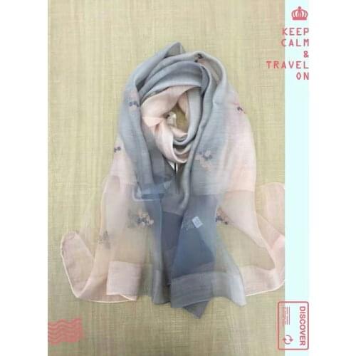 New silk wool Embroidery Scarf Shawl Wrap 4 colors mixed 5pcs/lot #4019