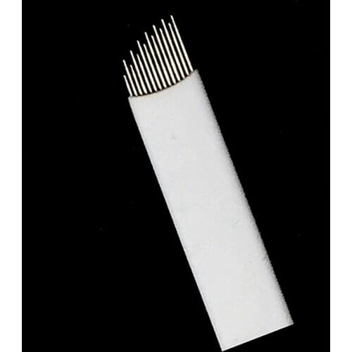 Wholesale 100pcs 14 Pin Microblading Needle Tebori Blade Permanent Makeup Tattoo Microblading Manual Pen 3D Embroidery Eyebrow