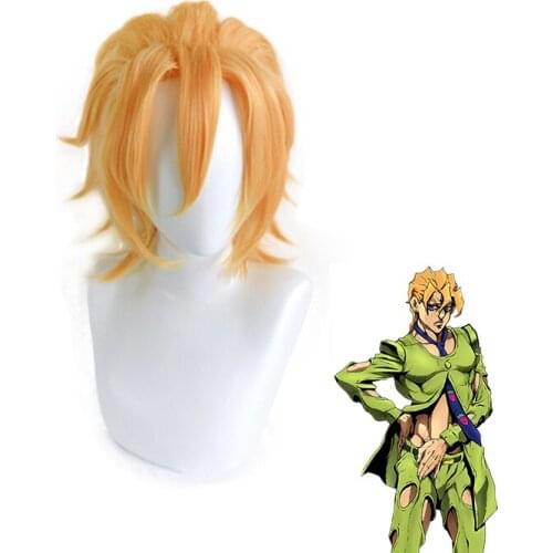 Anime Jojos Bizarre Adventure Golden Wind Pannacotta Fugo Cosplay Wig Short Blond Synthetic Hair Halloween Cosplay Costume Wigs