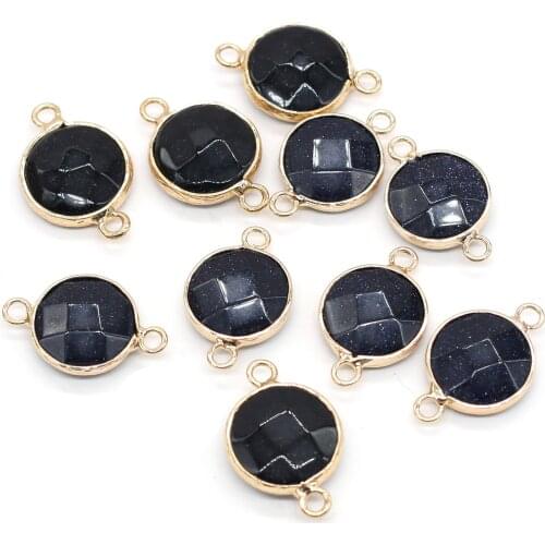 2pcs Fashion Natural Blue Sand Stone Pendant Connector Section Irregural Pendant Connector for Making Jewelry Necklace 15x24mm