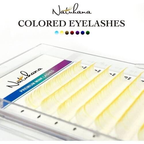 NATUHANA Korea PBT 6Rows Ombre Color Eyelash Extension Individual Red Blue Purple Green Gradients Mink Eyelashes False Lashes