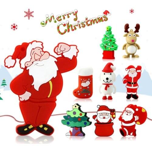 Christmas Usb Flash Drive 64gb 32gb 16gb 8gb 4gb Pendrive 128gb Usb Stick Santa Claus Tree Stocking Elk Snowman Memory Stick