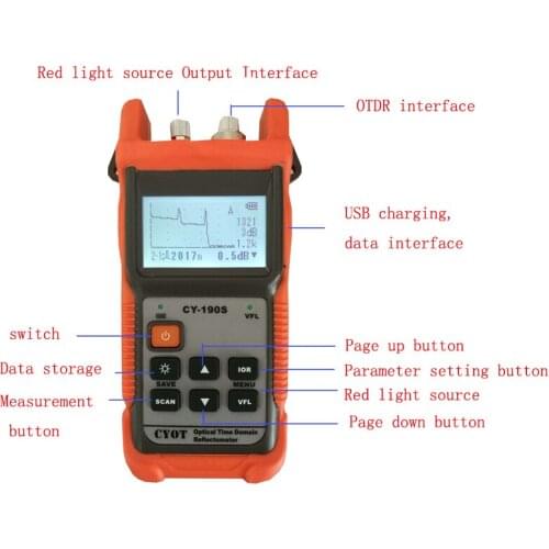 Handheld OTDR CY190S Optical Time Domain Reflectometer SM SC/FC+5mW VFL Fiber fault detection positioning instrument OTDR