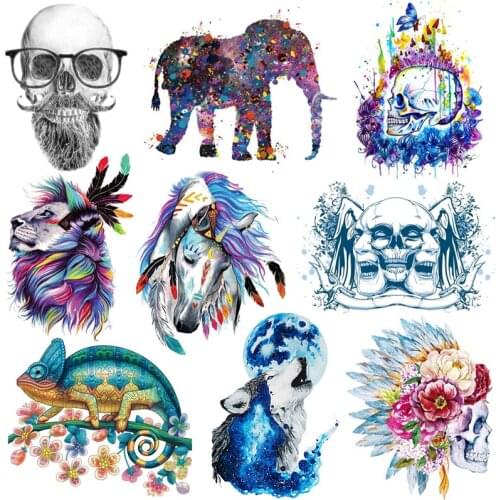 Prajna Animals Heat Transfer Vinyl Whale Patch Iron On Transfer For Clothing Lizard Flower Stripes Thermal Stickers On Clothes