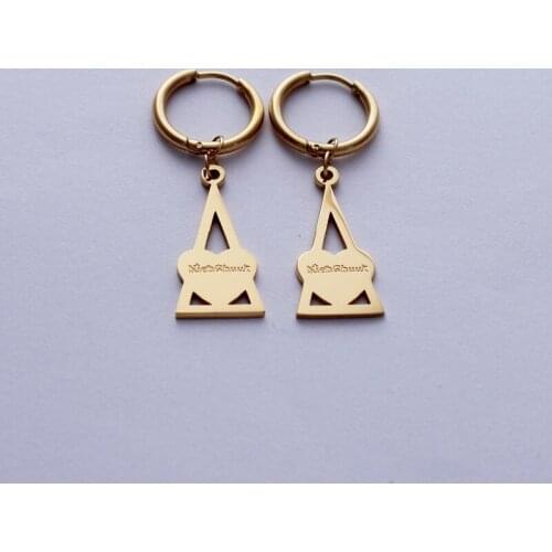 Stainless Steel Trendy 24K Gold-color Names Triangle Shape Hoop Earrings for Women USA