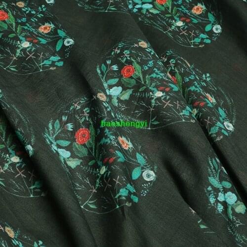 High-end summer ramie clothing fabric, retro printed Chinese style gown fabric