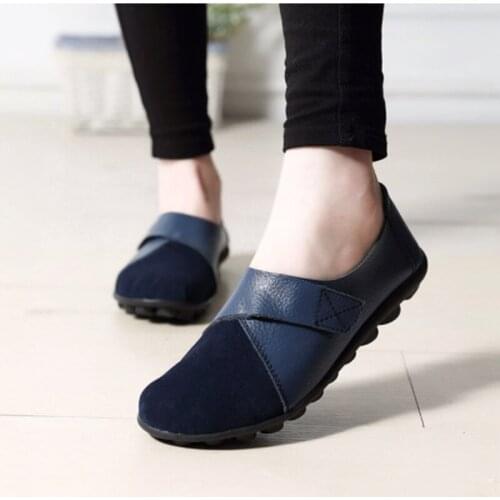 2020 Women Vulcanize Shoes Casual Breathable Shoes Female Soft Genuine Leather Flats Ladies Sneakers Women Size 35-44