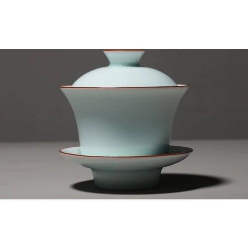 150ml Celadon Gaiwan Chinese Kung Fu Tea Bowl Ceramic Teapot Master Cup Tea Tureen Teacups Lid Saucer Set Drinkware Teaware Gift