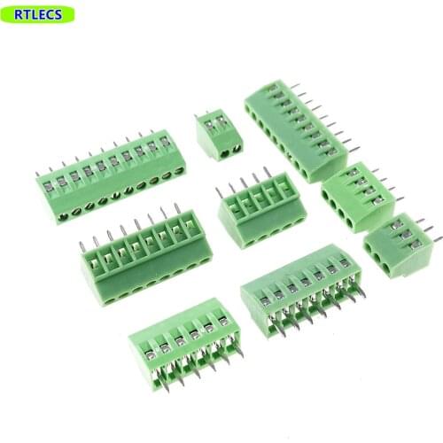 20pcs 2.54 mm Pitch PCB Screw Terminal Blocks Connector 2 Pin 3 4 5 6 7 8 9 10 12 Poles Vertical Through Hole 6A 150V RoHS Reach