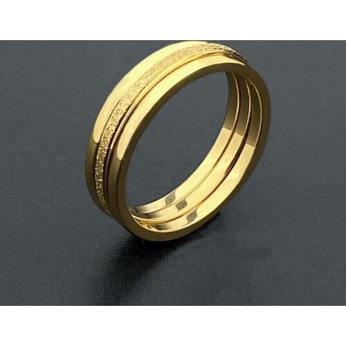 316L Stainless Steel Rings for Women Gold color Scrub Engagement Wedding Couple Ring Jewelry Can Be Open Size3 4 6 8 10