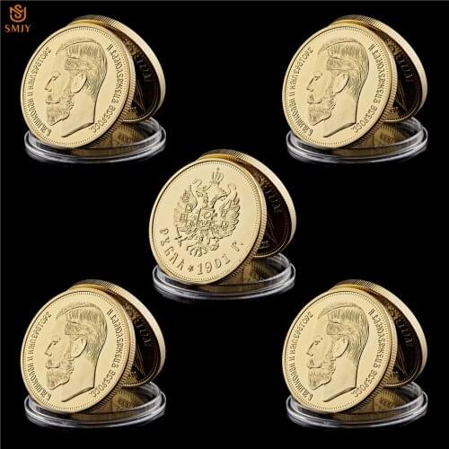 5Pcs 1894-1917 Russian Tsar Emperor Nicholas II Silver Celebrity Commemorative Coin Collectible