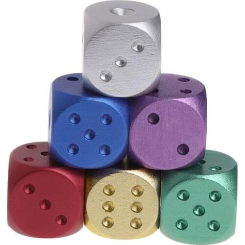 5pcs Colorful Aluminum Alloy Metal Dice 16mm 6 Sided Board Game RPG DND Dice