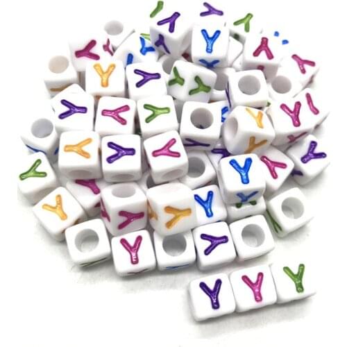 50pcs 7x7mm 26 Letter Beads Square Shape Alphabet Letter Beads Charms Bracelet Necklace For Jewelry Making Accessories #YYY