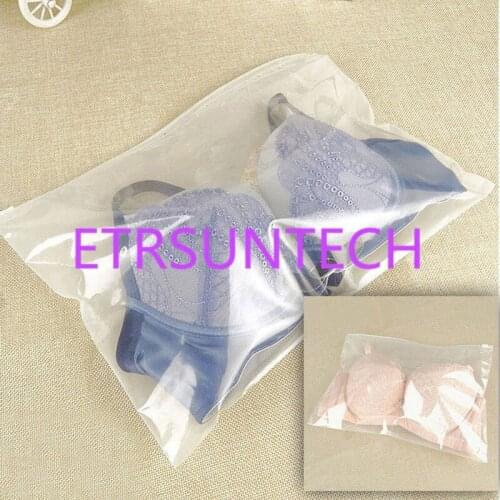500pcs 32*22cm One side Clear & One side Frosted Plastic Bags Zipper Top Bags for bra, underwear, scarf retail packaging