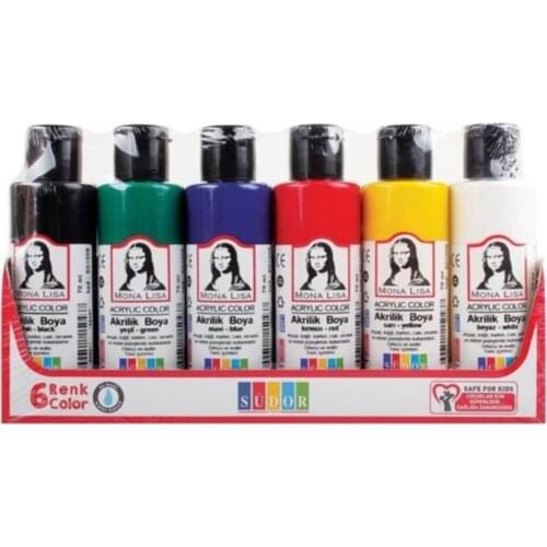 Acrylic Paint 6x70 ml Bottles Fluorescent colors -Canvas stone wood and many surface