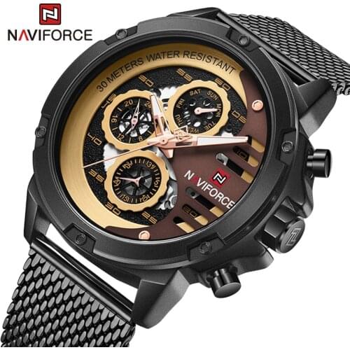 Luxury Brand NAVIFORCE Watch For Men Military Sports Quartz Wrist watches Mesh Steel Band Waterproof Multi-function Analog Clock