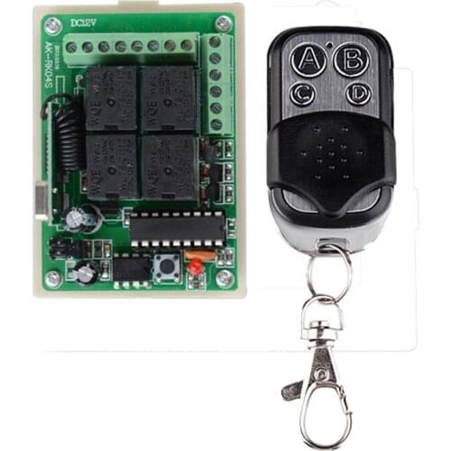 DC 12V 4CH Channel Wireless Remote Control Controller Radio Switch 315mhz 433.92Mhz Transmitter Receiver