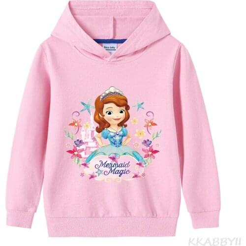 Disney Sofia Girls Kids Spring Autumn Hoodie Children Baby Cartoon Print Hoody Coat Tops Sweatshirt Casual Wear Clothes