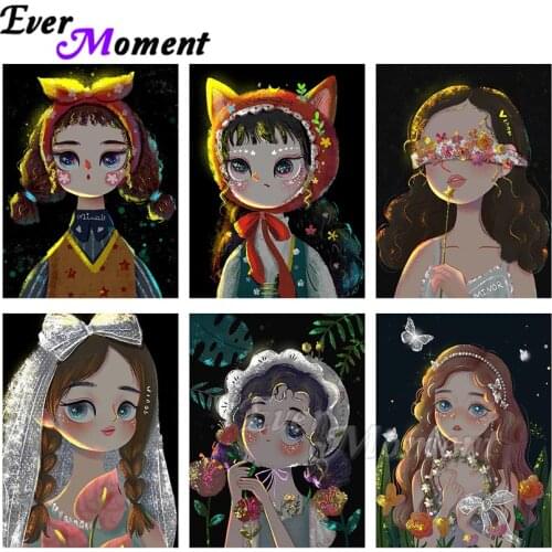 Ever Moment Diamond Painting New Arrival Girl Portrait Painting By Diamond Full Square Resin Drills Decoration Gift ASF2160