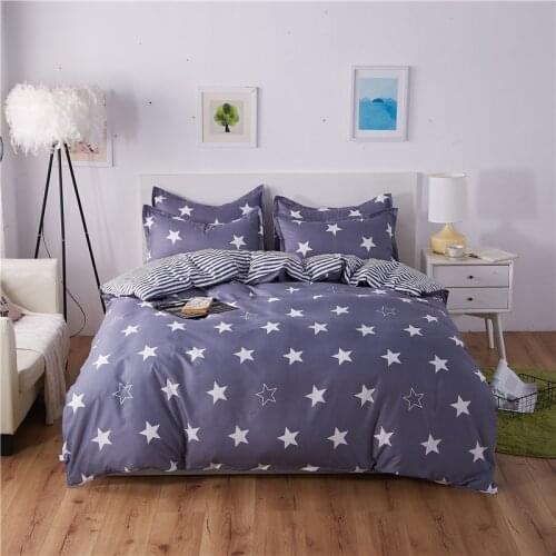 Modern Simplicity Grey Bedding Set Super Warm Comfortable Breathable Duvet Cover Set 4 Pcs Reactive Print Stars Bed Cover Set