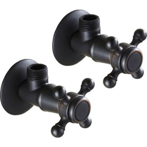 Black Oil Rubbed Brass Wall Mounted Bathroom 2 Pcs Angle Stop Valve Male Thread Lav001