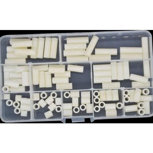 M3 M4 White Nylon Plastic Rround PCB Board Spacer Standoff Non-Threaded Hollow Washer Bolt Screw ABS Set Assortment Kit